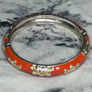Beautiful Orange and Gold Tone Bangle Bracelet